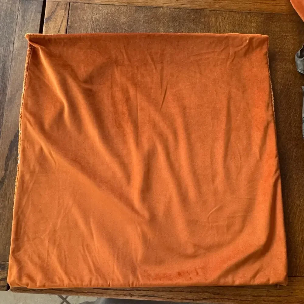 Set of 2 Burnt Orange Textured Velvet Square Mod Minimalist Pillow Covers 23x23